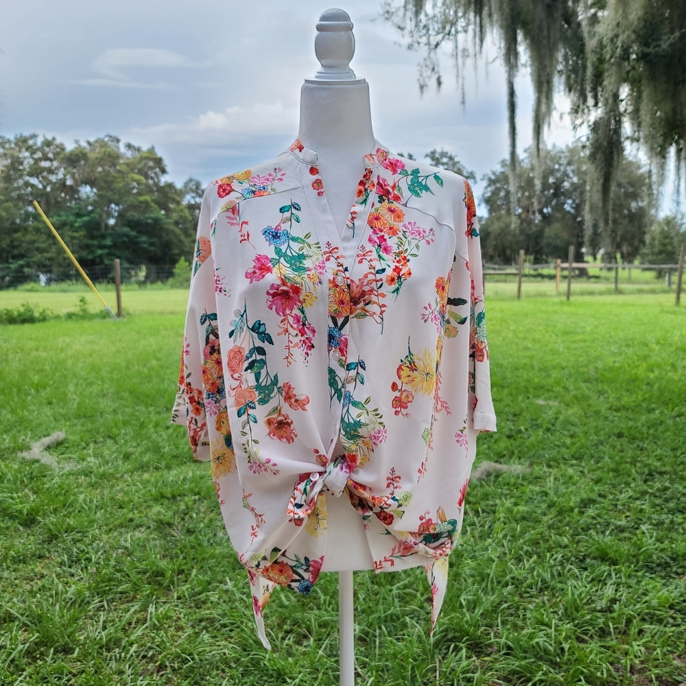 Iman women floral top size M dolman sleeve